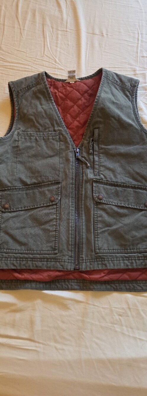 Duluth Trading Co Womens Quilted Lined Utility Vest Green‎ Canvas Full Zip Small